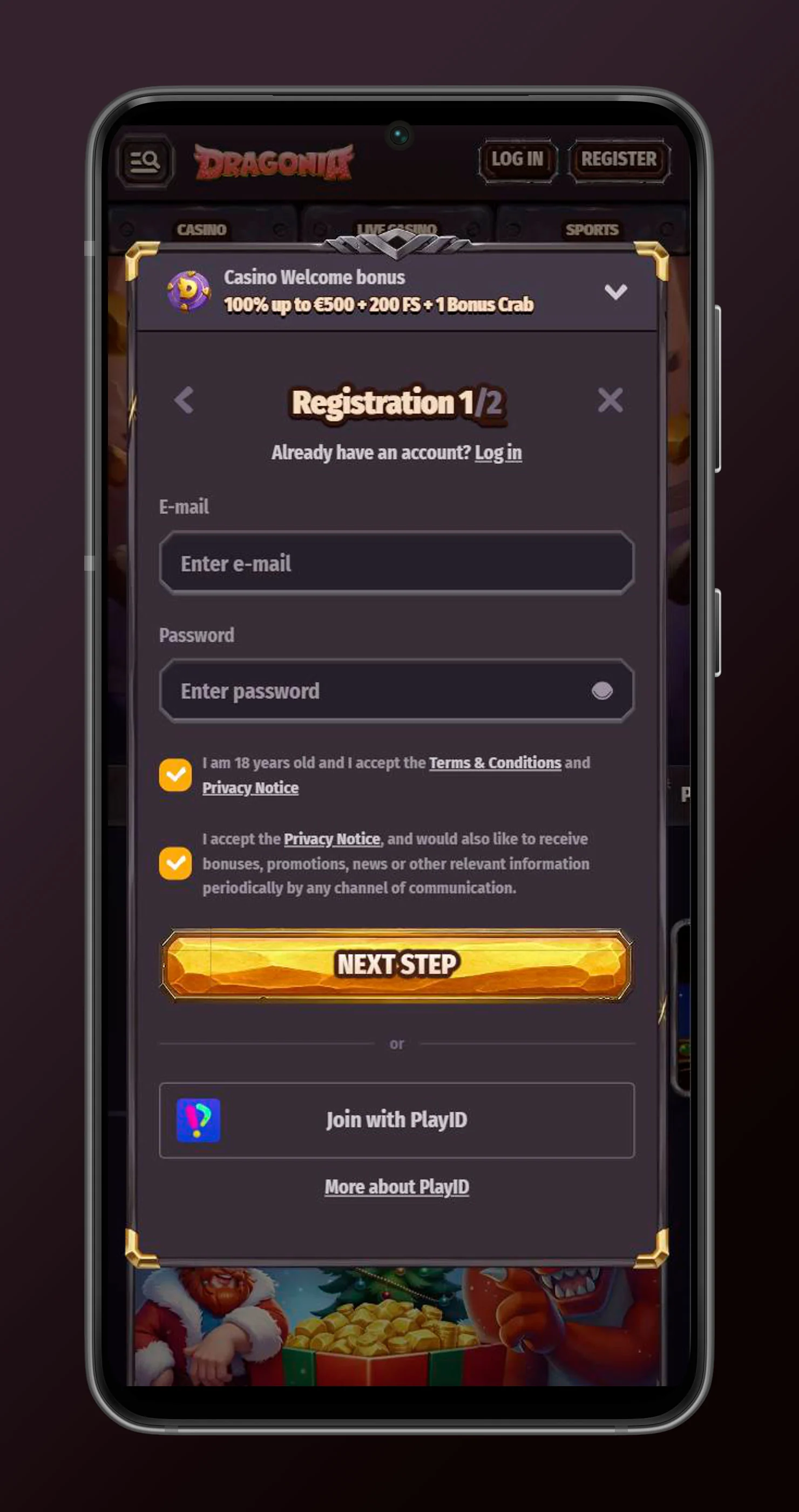 Registration dragonia casino mobile